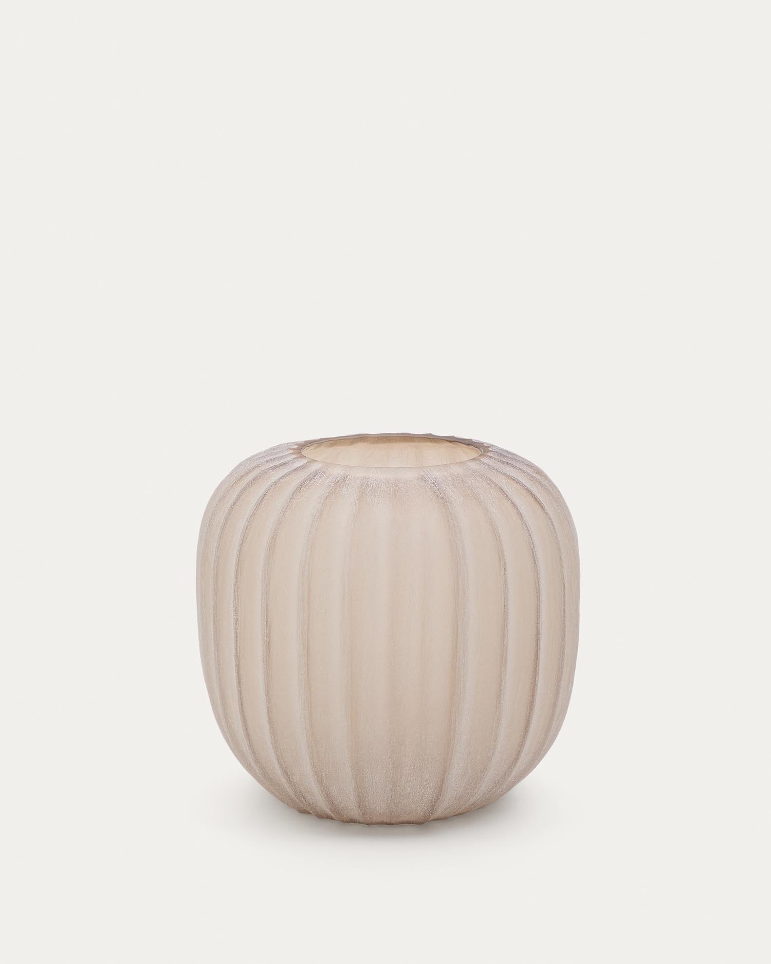 Vase Lumia aus beigem Glas 27 cm in Beige präsentiert im Onlineshop von KAQTU Design AG. Vase ist von Kave Home