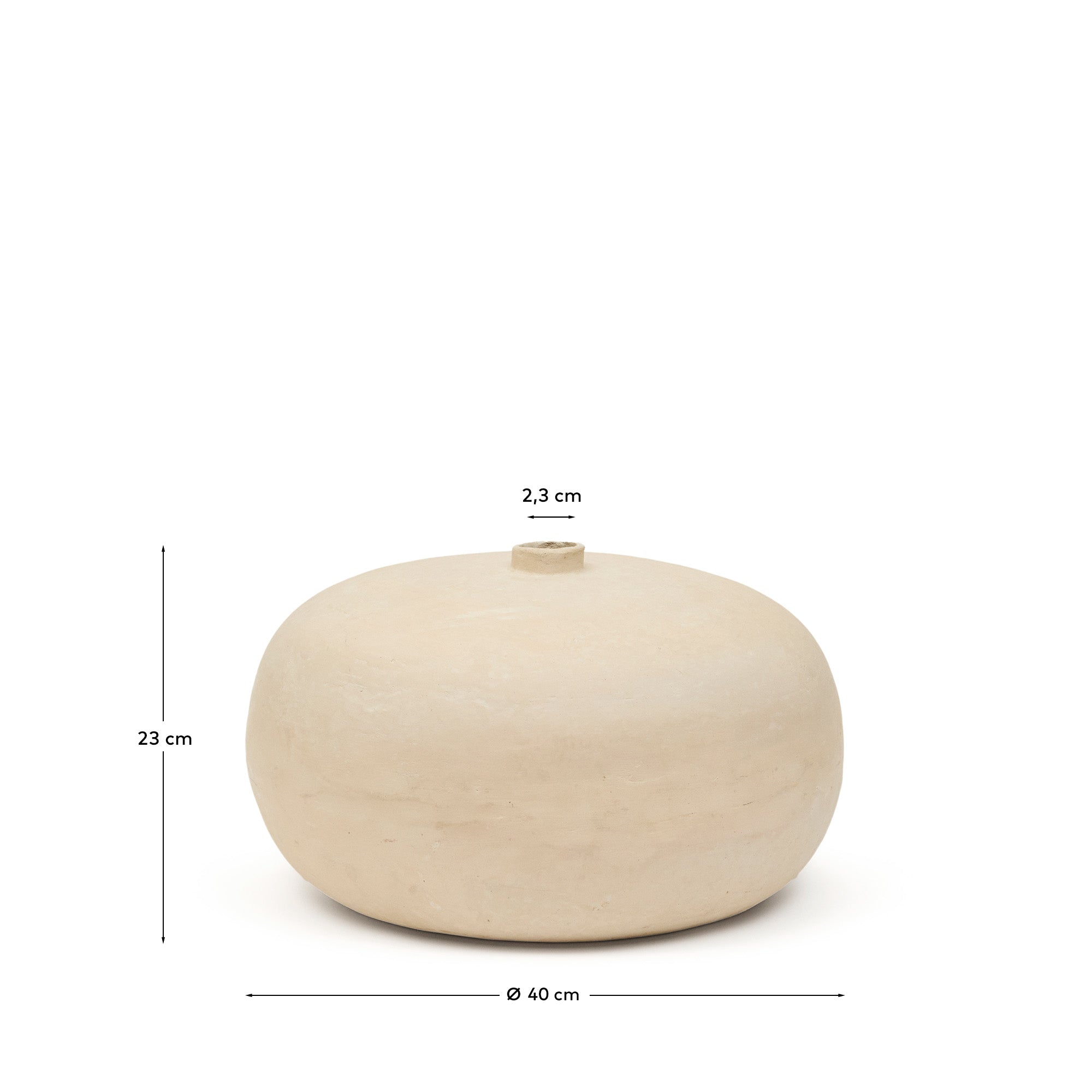 Elegante 23 cm hohe Vase Nivala aus Pappmaché in Weiß, ideal für individuelle Blumendekorationen und als zeitgemäßes Wohnaccessoire.