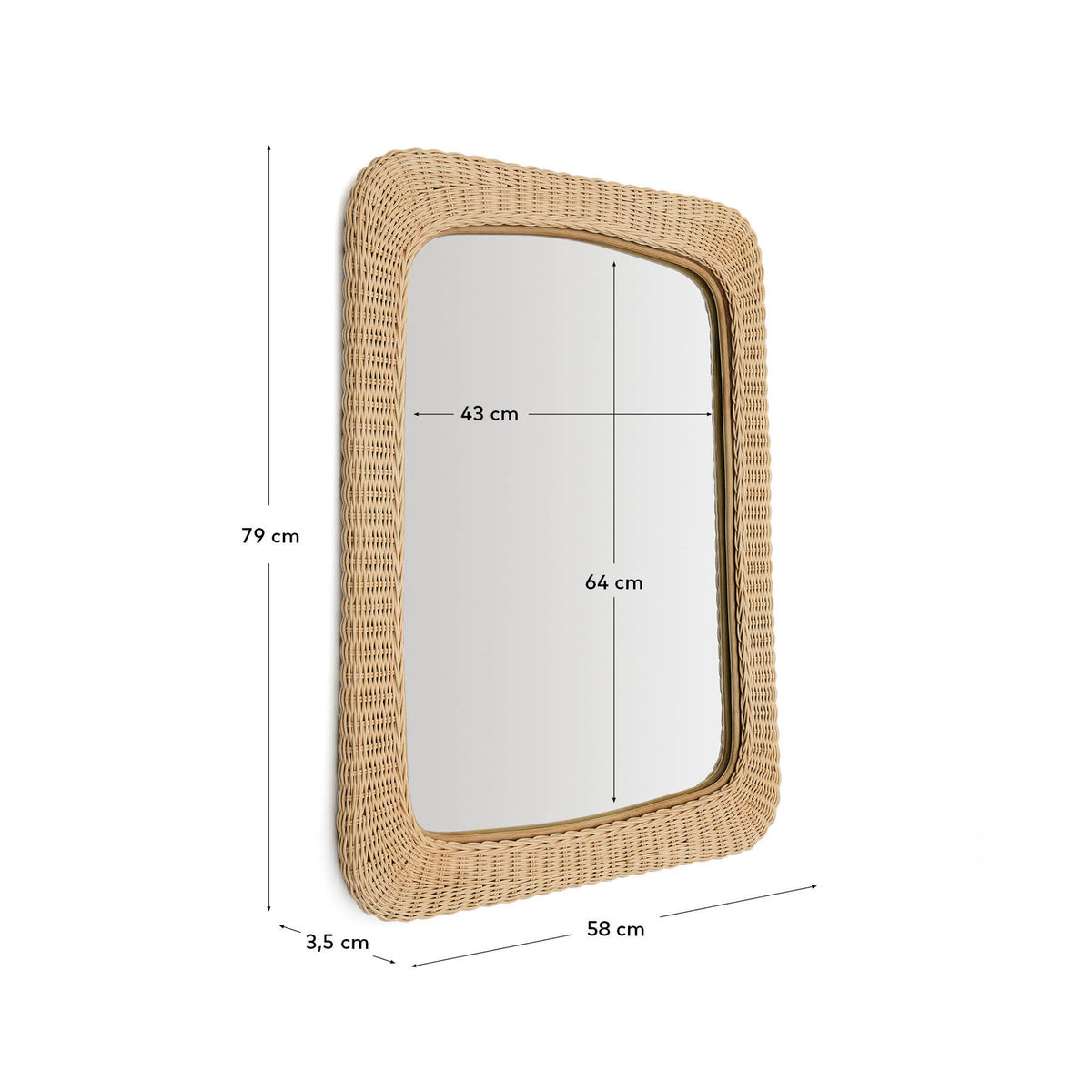 Rattanspiegel Zilna, 58 x 79 cm in Natur präsentiert im Onlineshop von KAQTU Design AG. Wandspiegel ist von Kave Home