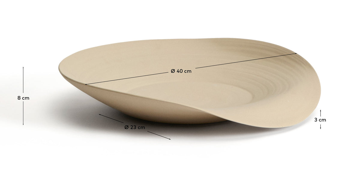 Dekoschale Ebenor aus beigefarbener Keramik Ø 40 cm in Beige präsentiert im Onlineshop von KAQTU Design AG. Schale ist von Kave Home