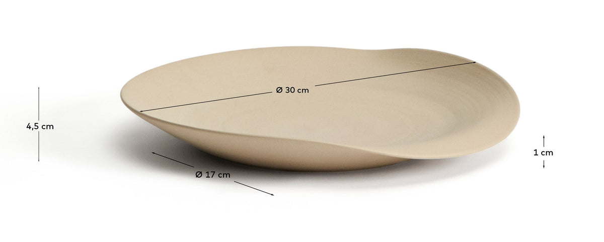Tischdekoration Ebenor aus beiger Keramik Ø 30 cm in Beige präsentiert im Onlineshop von KAQTU Design AG. Schale ist von Kave Home