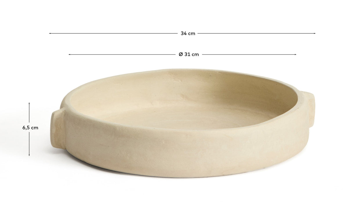 Schale Mireni aus Pappmaché in Beige Ø 31 cm in Weiss präsentiert im Onlineshop von KAQTU Design AG. Vase ist von Kave Home