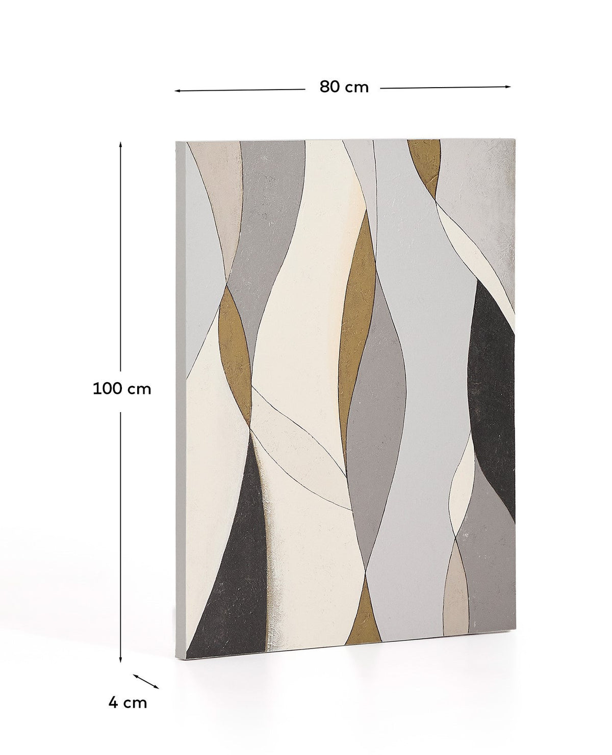 Abstrakte Leinwand Marvilo, Grau und Senfgelb, 80 x 100 cm in Beige, Schwarz, Grau, Senfgelb präsentiert im Onlineshop von KAQTU Design AG. Bild ist von Kave Home