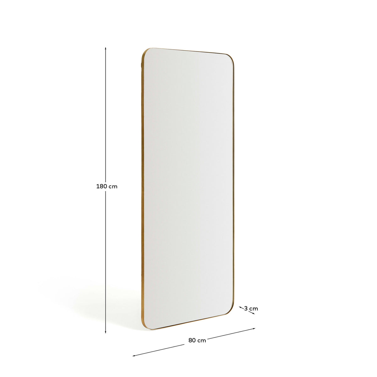 Spiegel Marco mit goldenem Metall, 80 x 180 cm in Gold präsentiert im Onlineshop von KAQTU Design AG. Wandspiegel ist von Kave Home