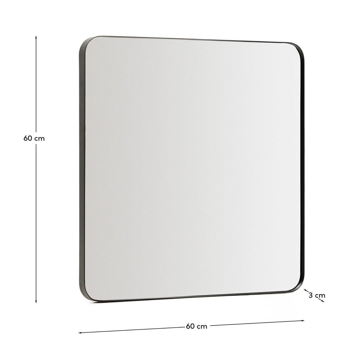 Spiegel Marco mit schwarzem Metall, 60 x 60 cm in Schwarz präsentiert im Onlineshop von KAQTU Design AG. Wandspiegel ist von Kave Home