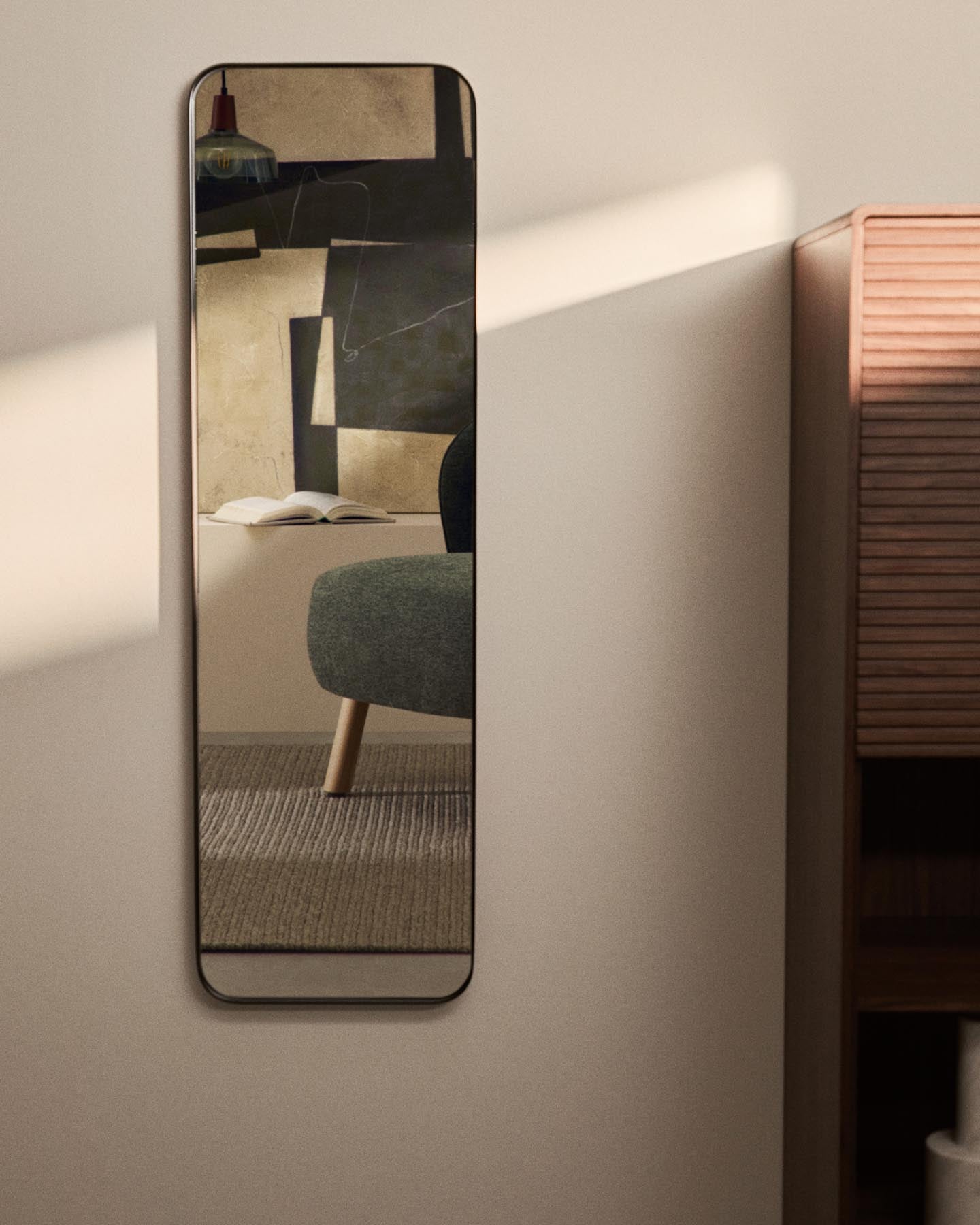 Spiegel Marco mit schwarzem Metall, 55,5 x 150,5 cm in Schwarz präsentiert im Onlineshop von KAQTU Design AG. Spiegel ist von Kave Home