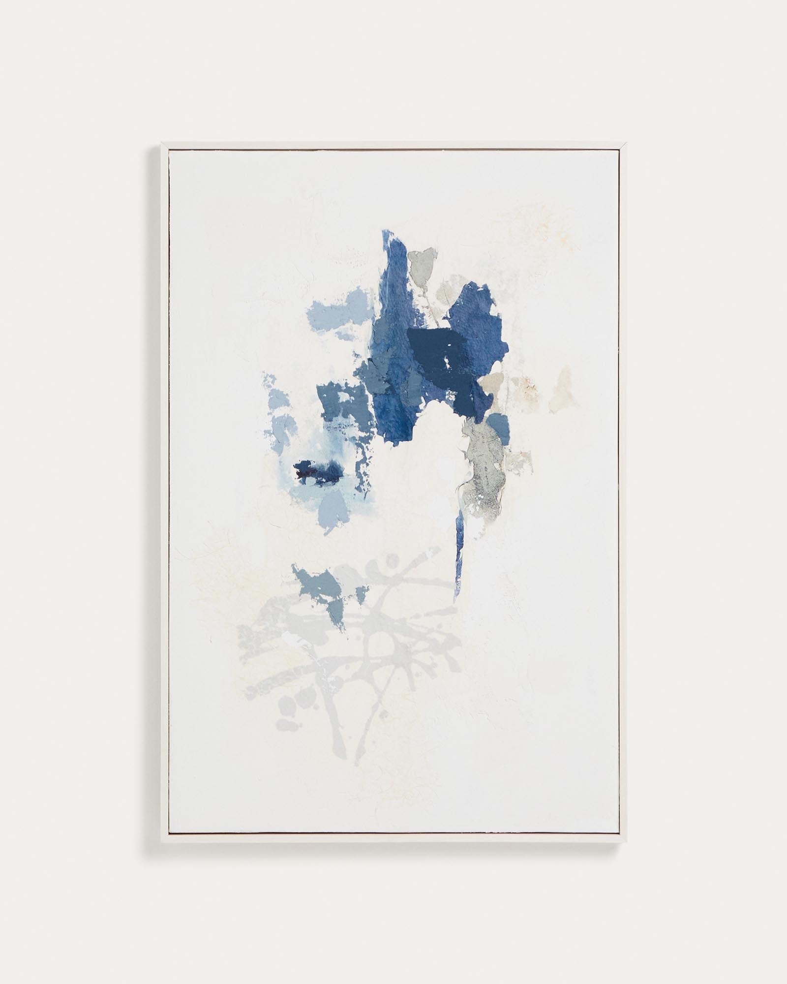 Handgemaltes abstraktes Bild Erale in Grau und Blau, 60 x 90 cm in Weiss präsentiert im Onlineshop von KAQTU Design AG. Bild ist von Kave Home