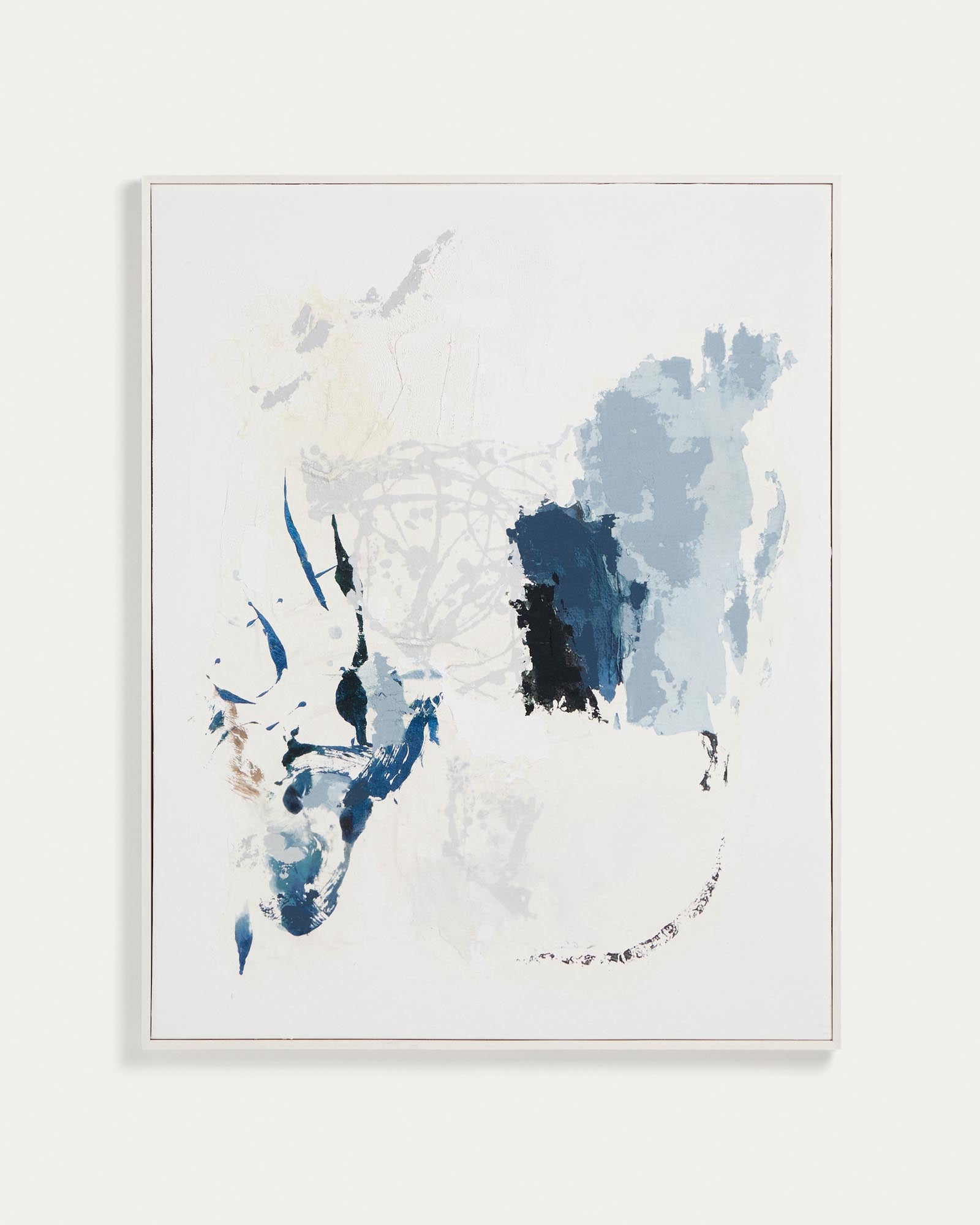 Handgemaltes abstraktes Bild Erale in Grau und Blau, 80 x 100 cm in Weiss präsentiert im Onlineshop von KAQTU Design AG. Bild ist von Kave Home