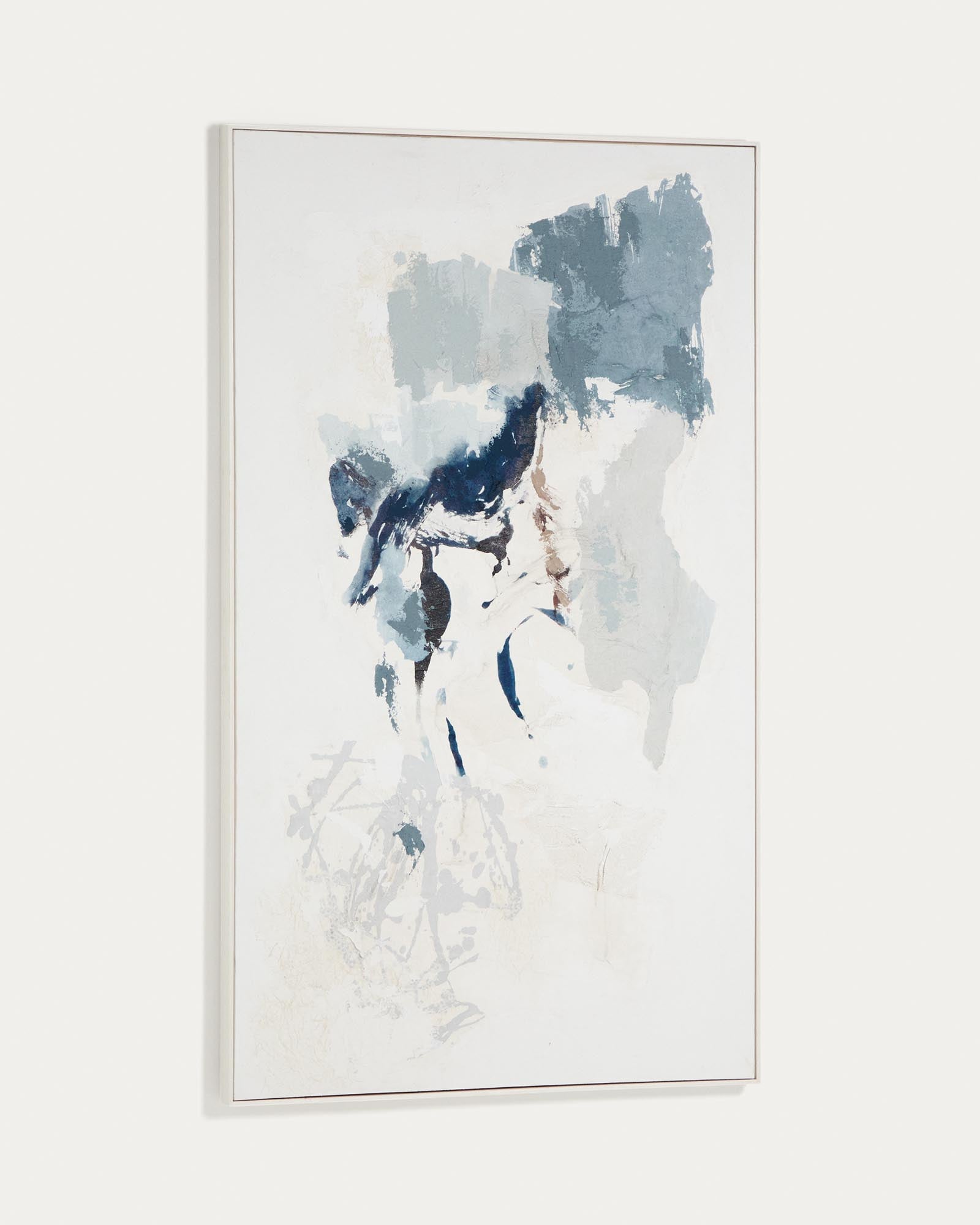 Handgemaltes abstraktes Kunstwerk Erale in stilvollen Grau- und Blautönen, 120 x 200 cm, perfekt für zeitgenössische Inneneinrichtungen.