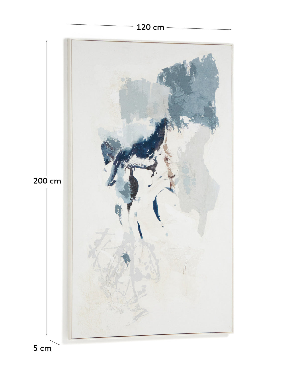 Handgemaltes abstraktes Bild Erale in Grau und Blau, 120 x 200 cm in Weiss, Schwarz, Grau, Beige, Blau präsentiert im Onlineshop von KAQTU Design AG. Bild ist von Kave Home