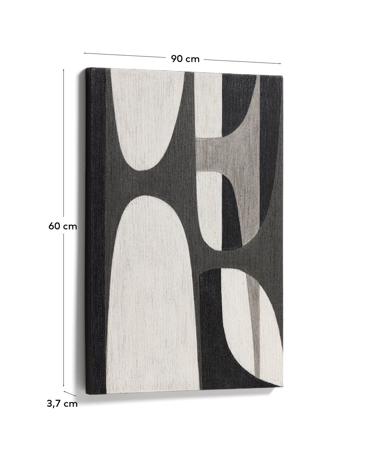 Abstraktes Bild Onure in Schwarz und Weiss, 60 x 90 cm in Weiss, Schwarz, Grau, Beige präsentiert im Onlineshop von KAQTU Design AG. Bild ist von Kave Home