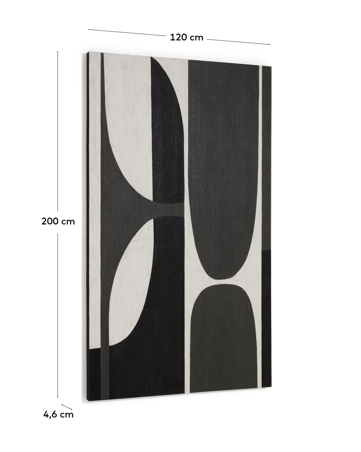 Abstraktes Bild Onure in Schwarz und Weiss, 120 x 200 cm in Weiss, Schwarz, Grau, Beige präsentiert im Onlineshop von KAQTU Design AG. Bild ist von Kave Home