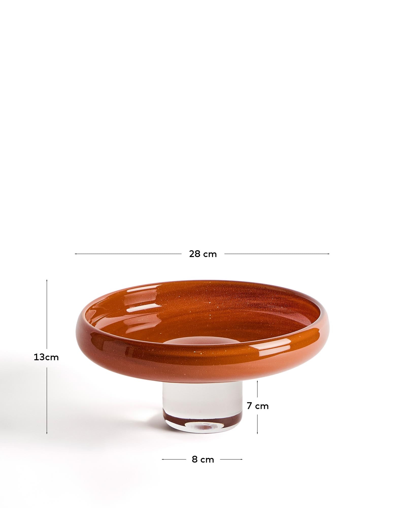 Eleganter Tafelaufsatz Denuo aus leuchtendem rotem Glas, Ø 28 cm, ideal für stilvolle Dekorationen und besondere Anlässe.
