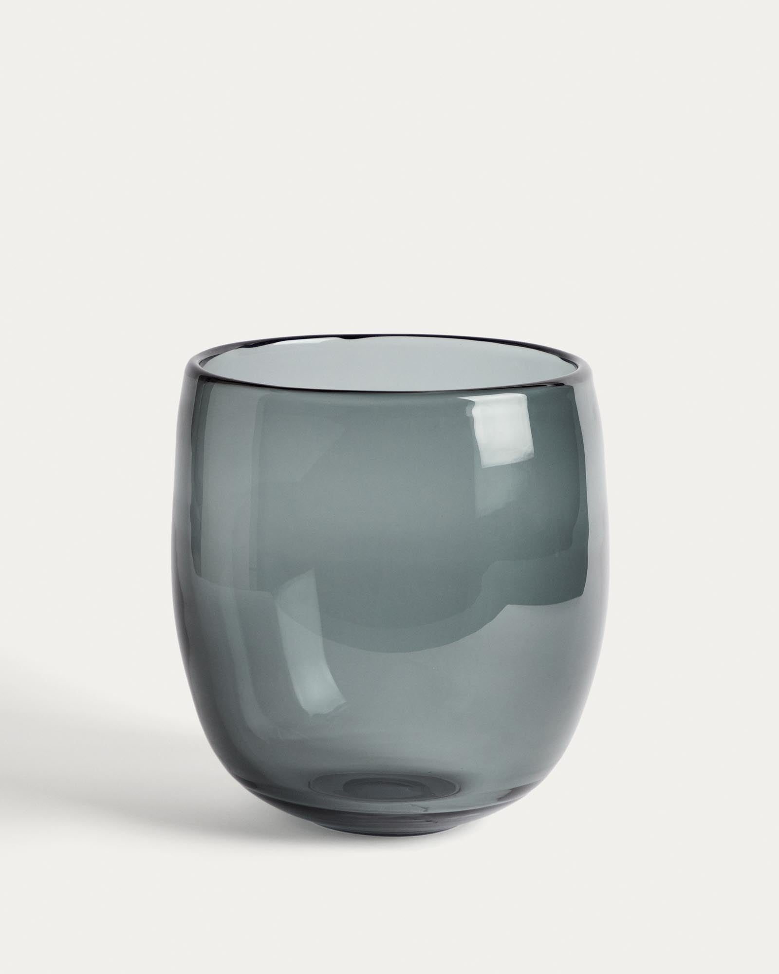 Tafelaufsatz Sirau aus grauem Glas Ø 24 cm in Transparent präsentiert im Onlineshop von KAQTU Design AG. Vase ist von Kave Home