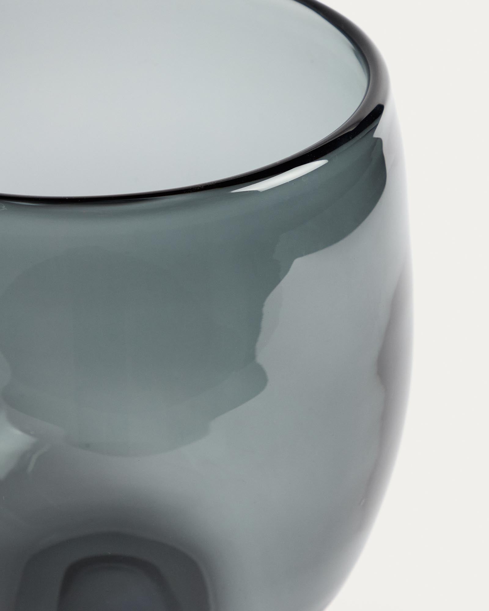 Moderner Tafelaufsatz Sirau aus grauem Glas, Ø 24 cm, perfekt für kreative Arrangements und stilvolle Akzente auf jedem Tisch.