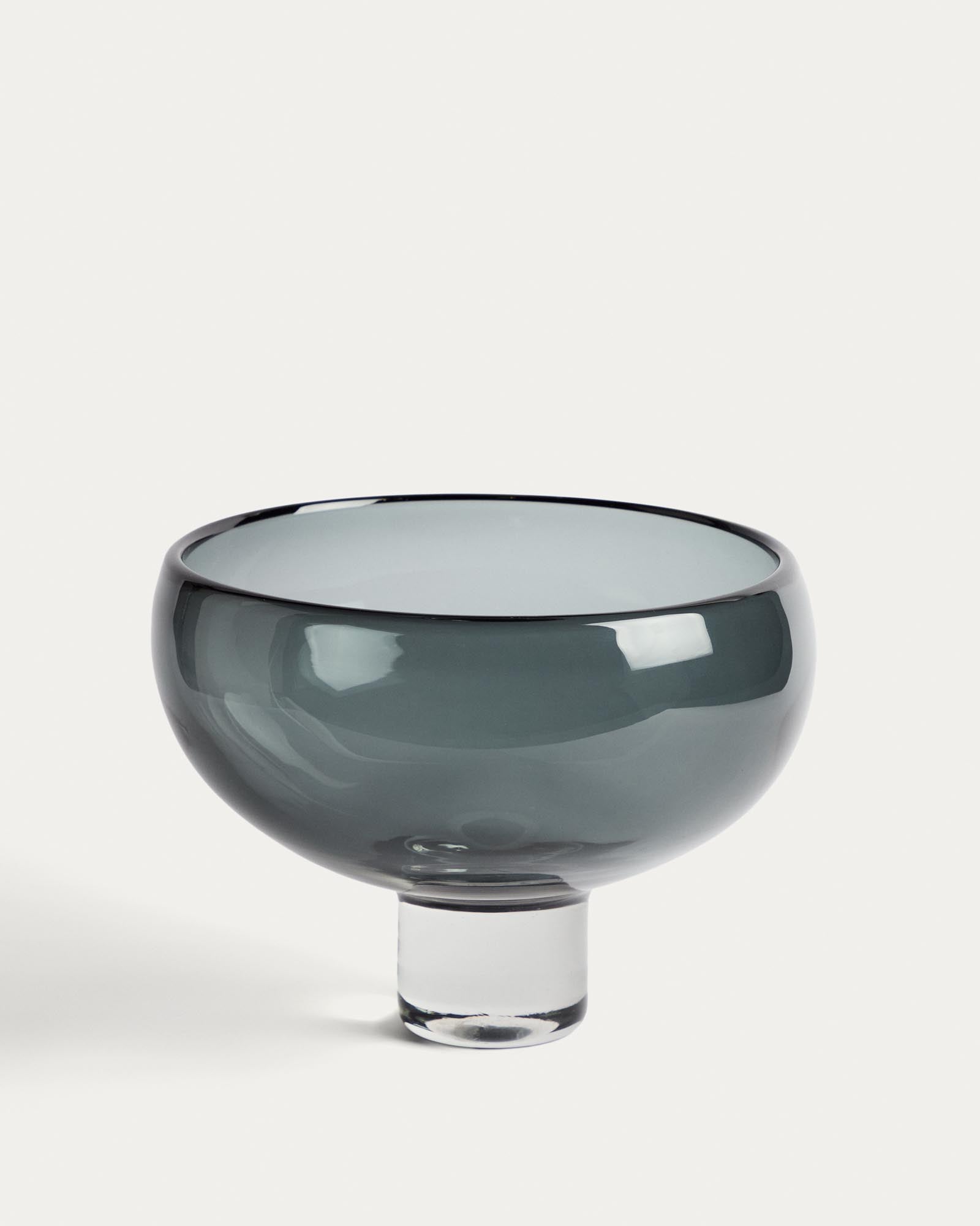 Tafelaufsatz Sirau aus grauem Glas Ø 29,8 cm in Transparent präsentiert im Onlineshop von KAQTU Design AG. Vase ist von Kave Home