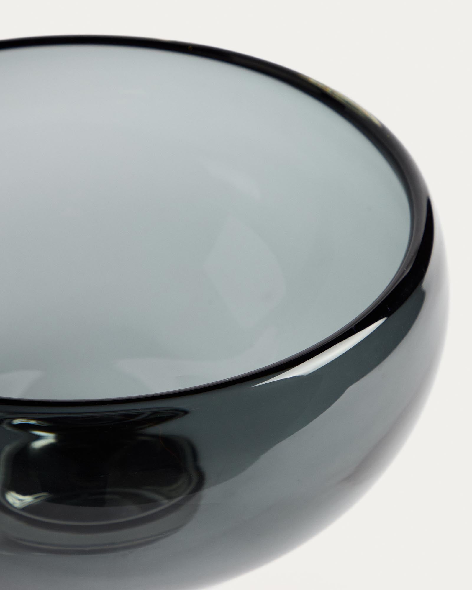 Eleganter Tafelaufsatz Sirau aus grauem Glas mit einem Durchmesser von 29,8 cm, ideal für stilvolle Tischdekorationen.