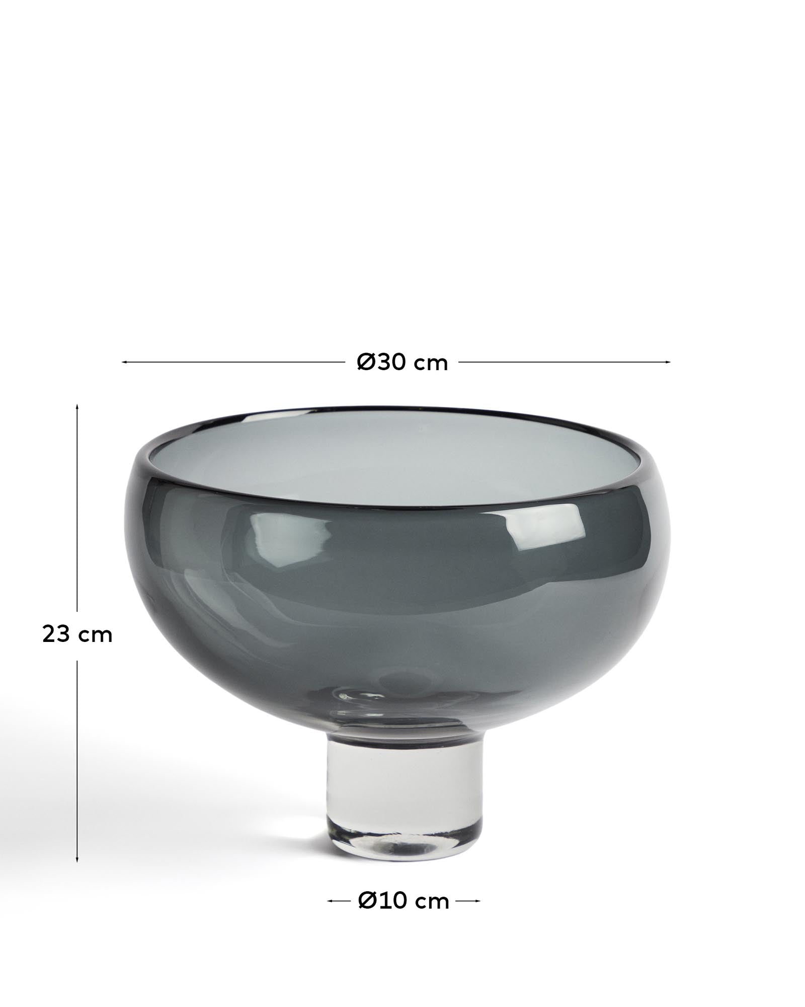 Stilvoller Tafelaufsatz Sirau aus grauem Glas, Ø 29,8 cm, perfekt für kreative Arrangements und moderne Tischgestaltungen.