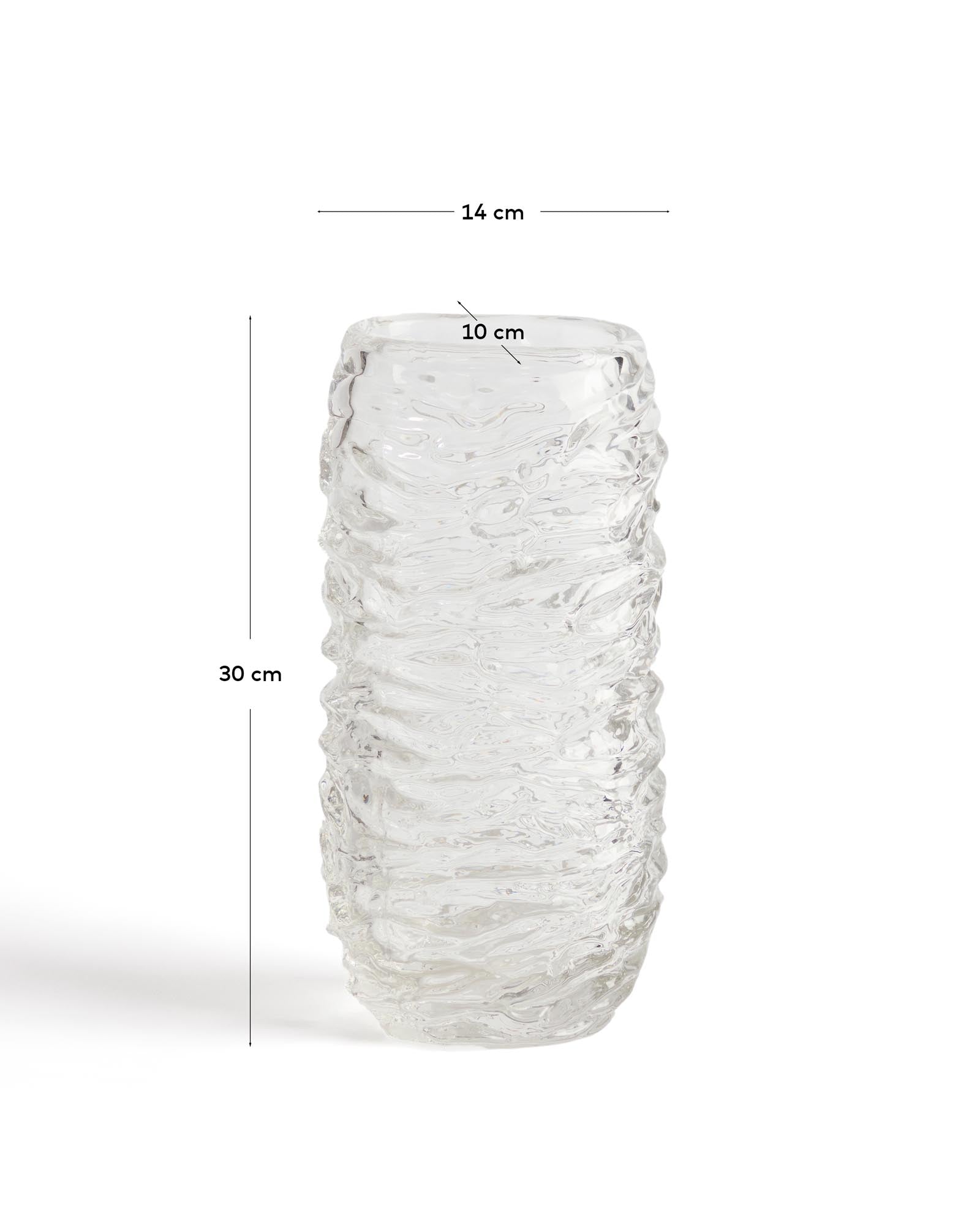 Elegante, 29,5 cm hohe Glasvase Vorma von Kave Home, ideal für kreative Blumenarrangements und stilvolle Wohnakzente.