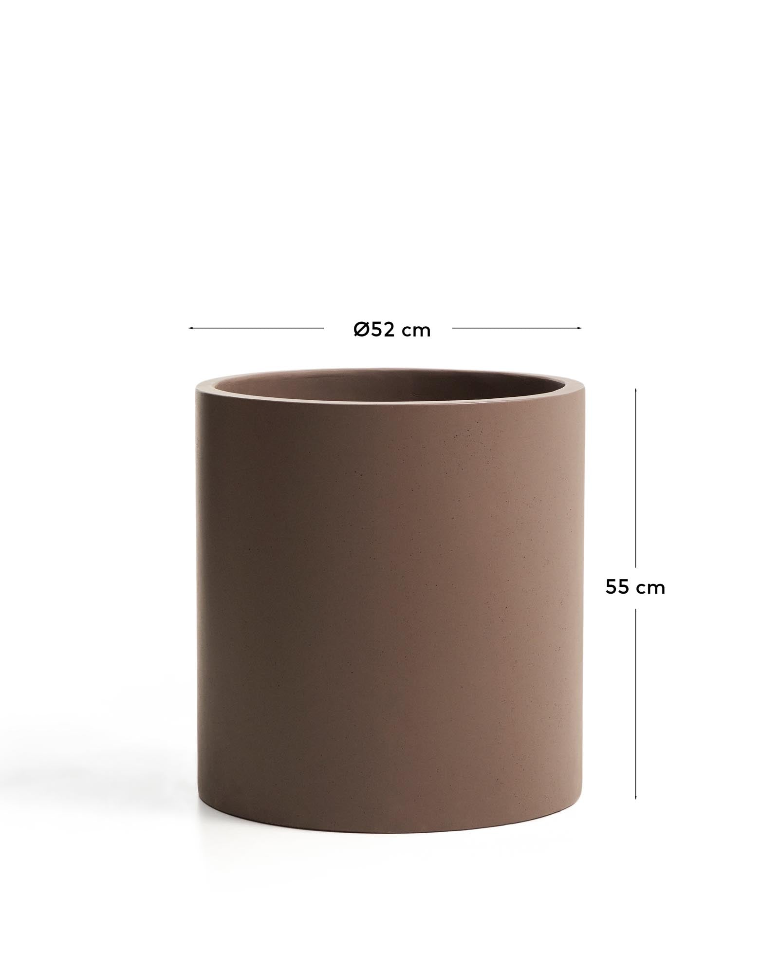 Eleganter Pflanzentopf Aiguablava aus robustem braunem Zement, Ø 52 cm, ideal für stilvolle Akzente im Außenbereich.