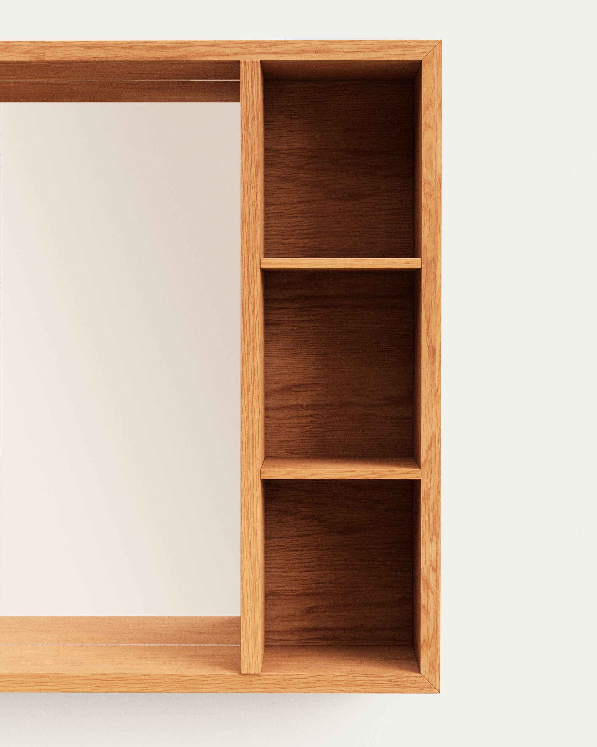 Entdecken Sie den Badezimmerspiegelschrank Parana aus robustem Teakholz (100x65 cm) von Kave Home – eine perfekte Kombination aus Stil und Funktionalität.