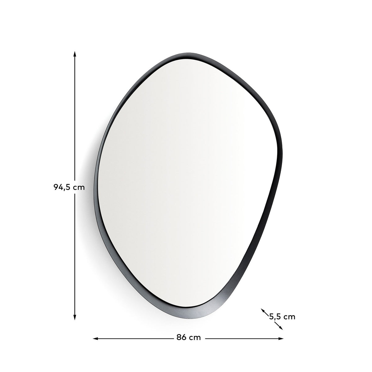 Spiegel Tebel aus schwarzem Metall, 85 x 93,5 cm in Schwarz präsentiert im Onlineshop von KAQTU Design AG. Wandspiegel ist von Kave Home