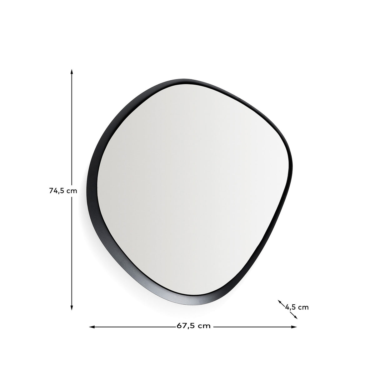 Spiegel Tebel aus schwarzem Metall, 67,5 x 74,5 cm in Schwarz präsentiert im Onlineshop von KAQTU Design AG. Wandspiegel ist von Kave Home