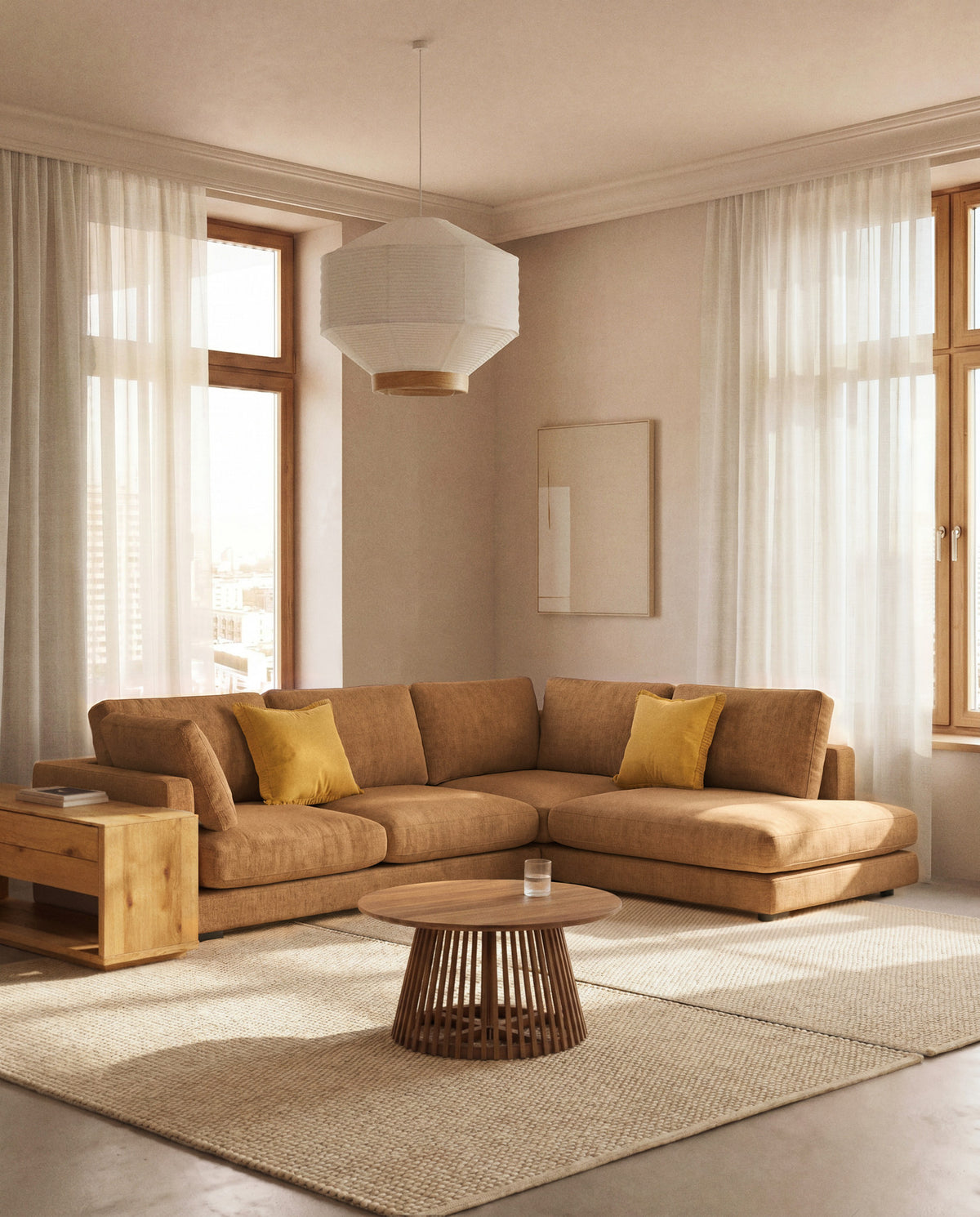 Salin Bild abstrakt mit vertikalem Streifen aus Leinen beige 80 x 100 cm in Beige präsentiert im Onlineshop von KAQTU Design AG. Bild ist von Kave Home