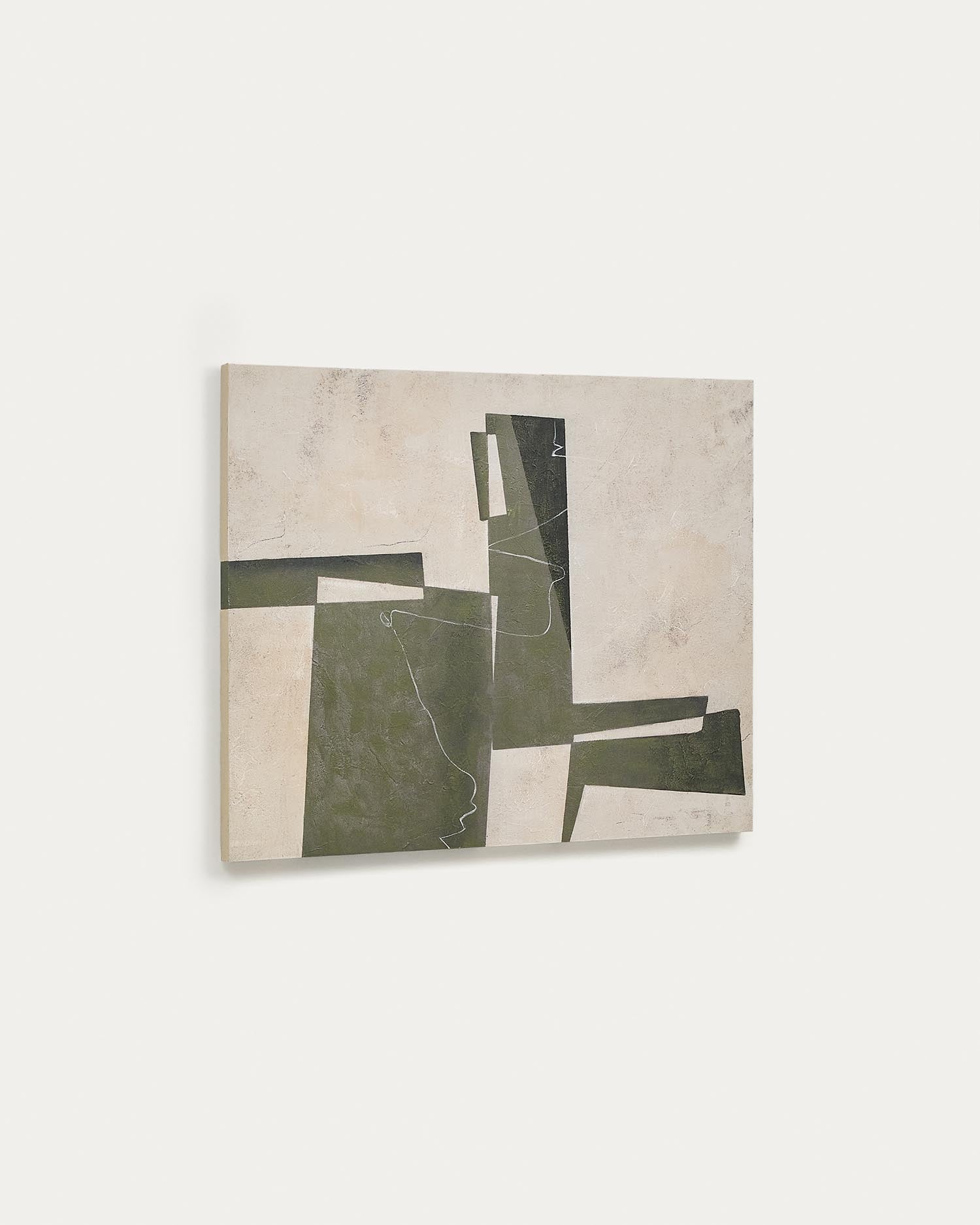 Abstrakte grüne Leinwand von Kave Home, 118 x 94 cm, stilvolles Design, perfekt für moderne Wohnräume und kreative Akzente.