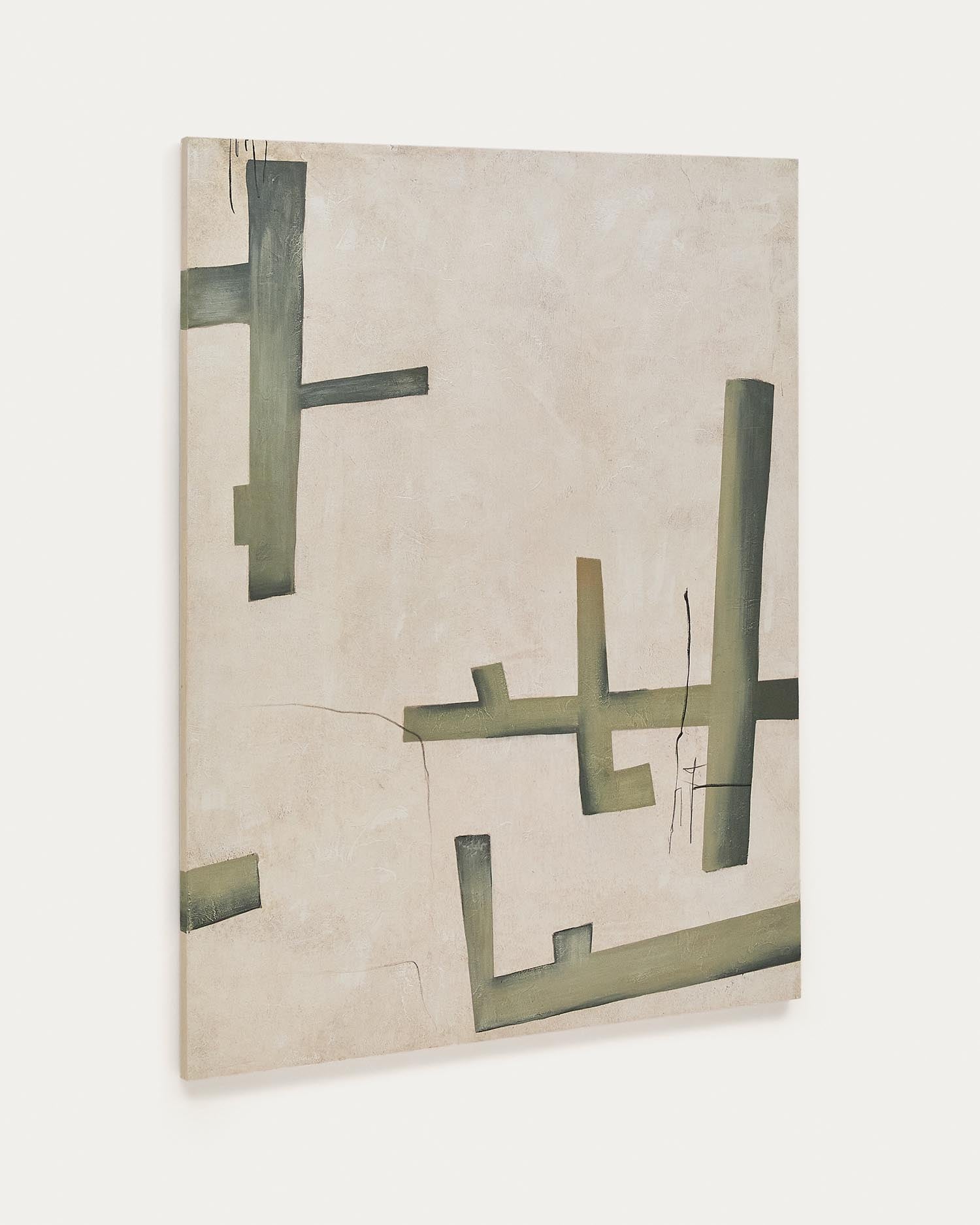 Verleihen Sie Ihrem Raum mit der 180 x 140 cm großen Leinwand "Fida" in Grün von Kave Home einen modernen Akzent. Ein Kunstwerk, das inspiriert!