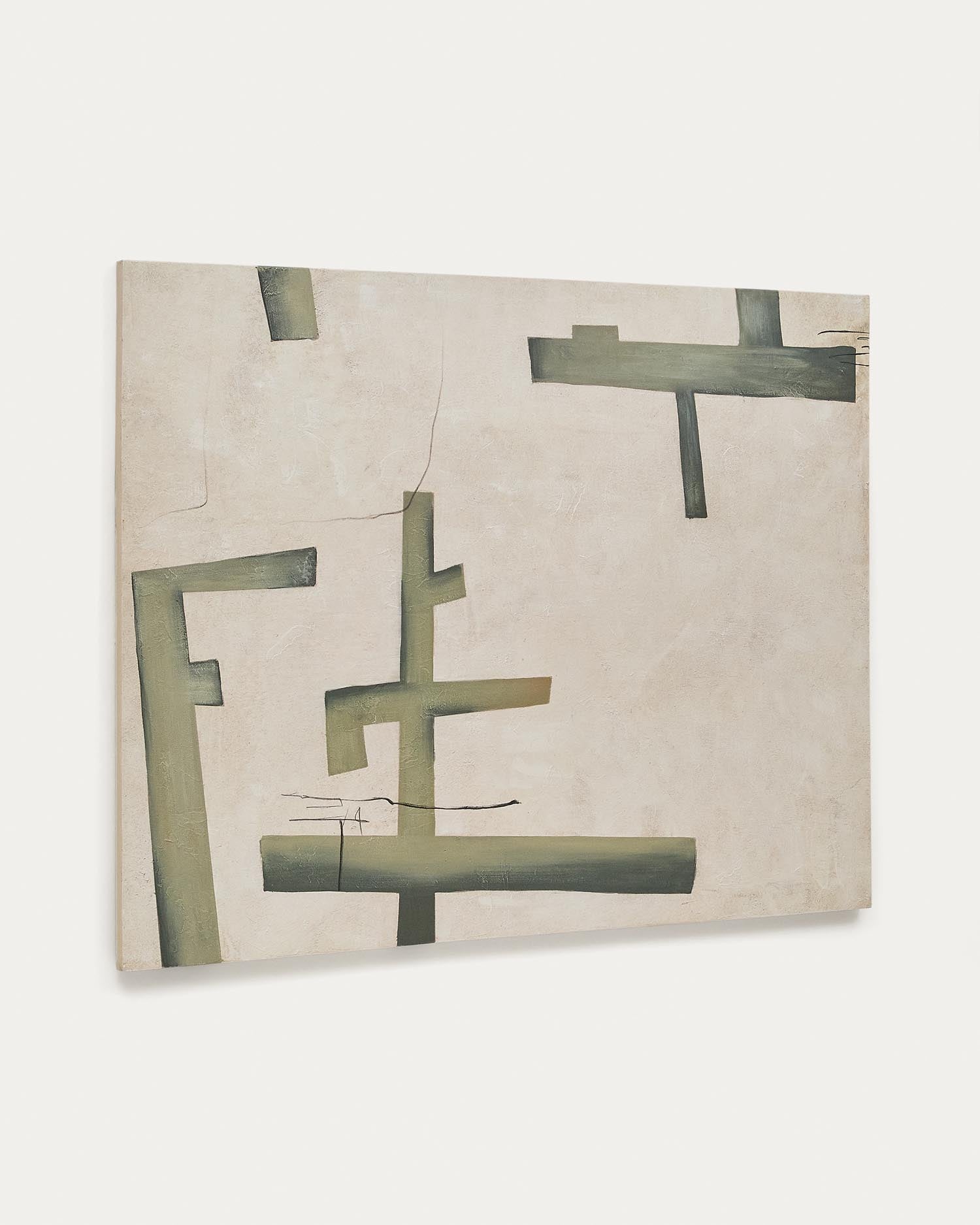 Abstrakte grüne Leinwand von Kave Home, 180x140 cm, modernes Kunstwerk, perfekt für elegante Wohnräume, erstklassige Qualität.