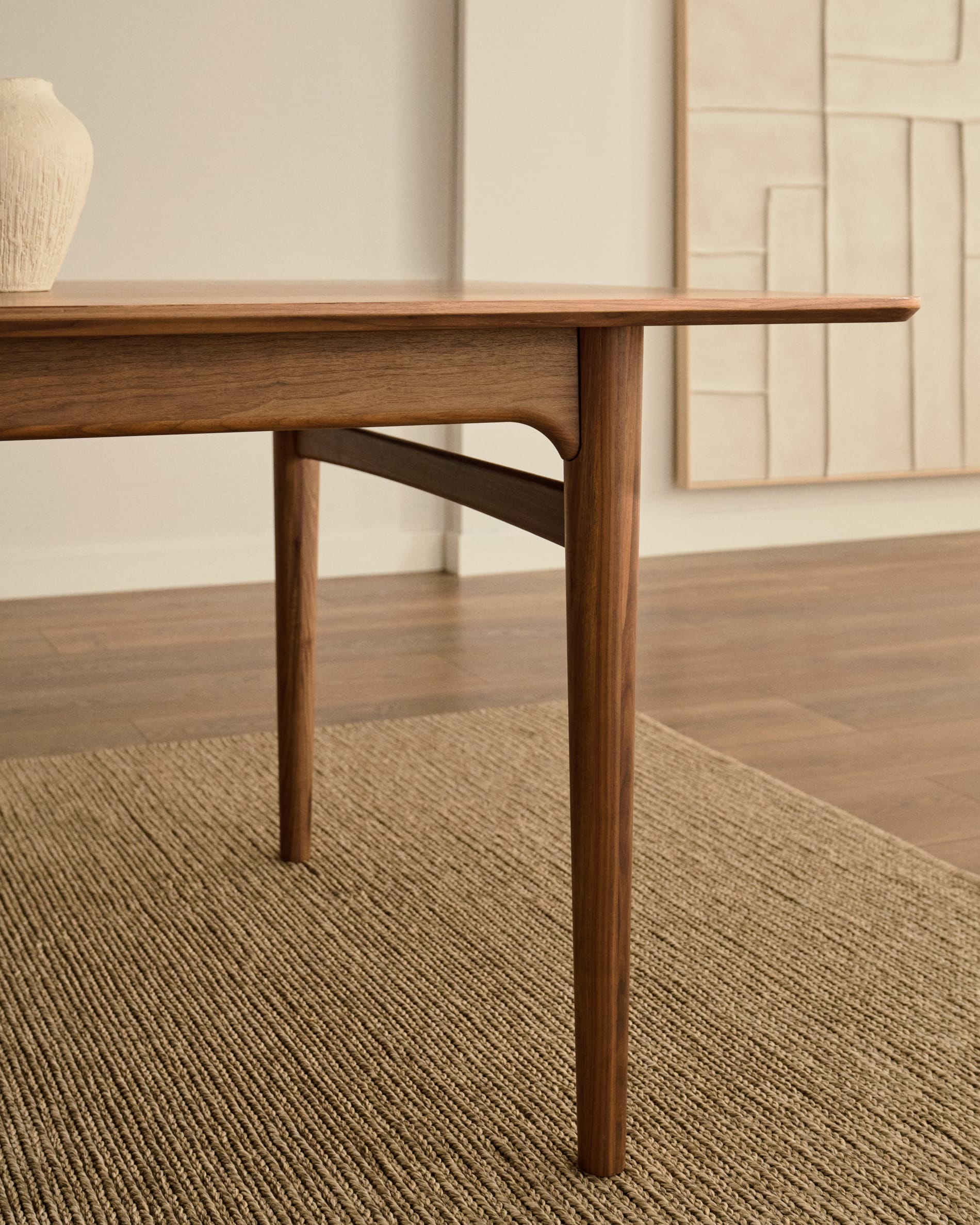 Leinwand Klis von Kave Home, 120x200 cm, aus Leinen mit weissen geometrischen Mustern. Ideal für moderne Wohnräume.