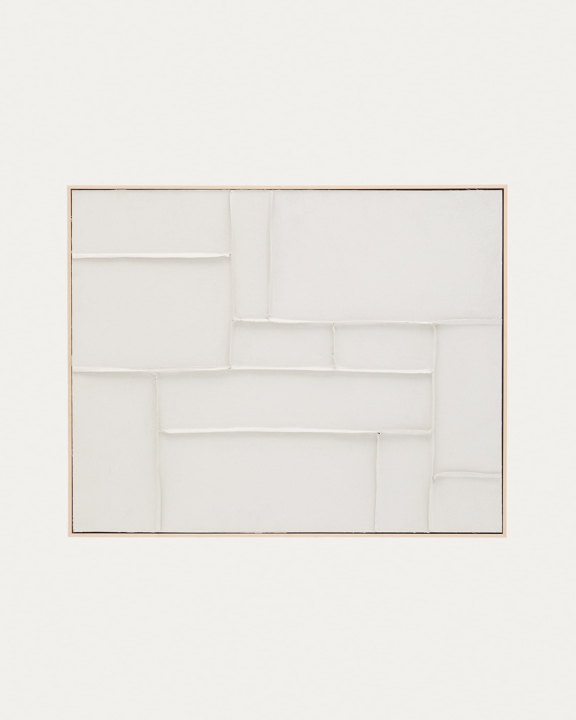 Leinwandbild Klis von Kave Home, 80x100 cm, aus Leinen, mit stilvollen weissen geometrischen Mustern, perfekt für zeitgemässe Inneneinrichtung.