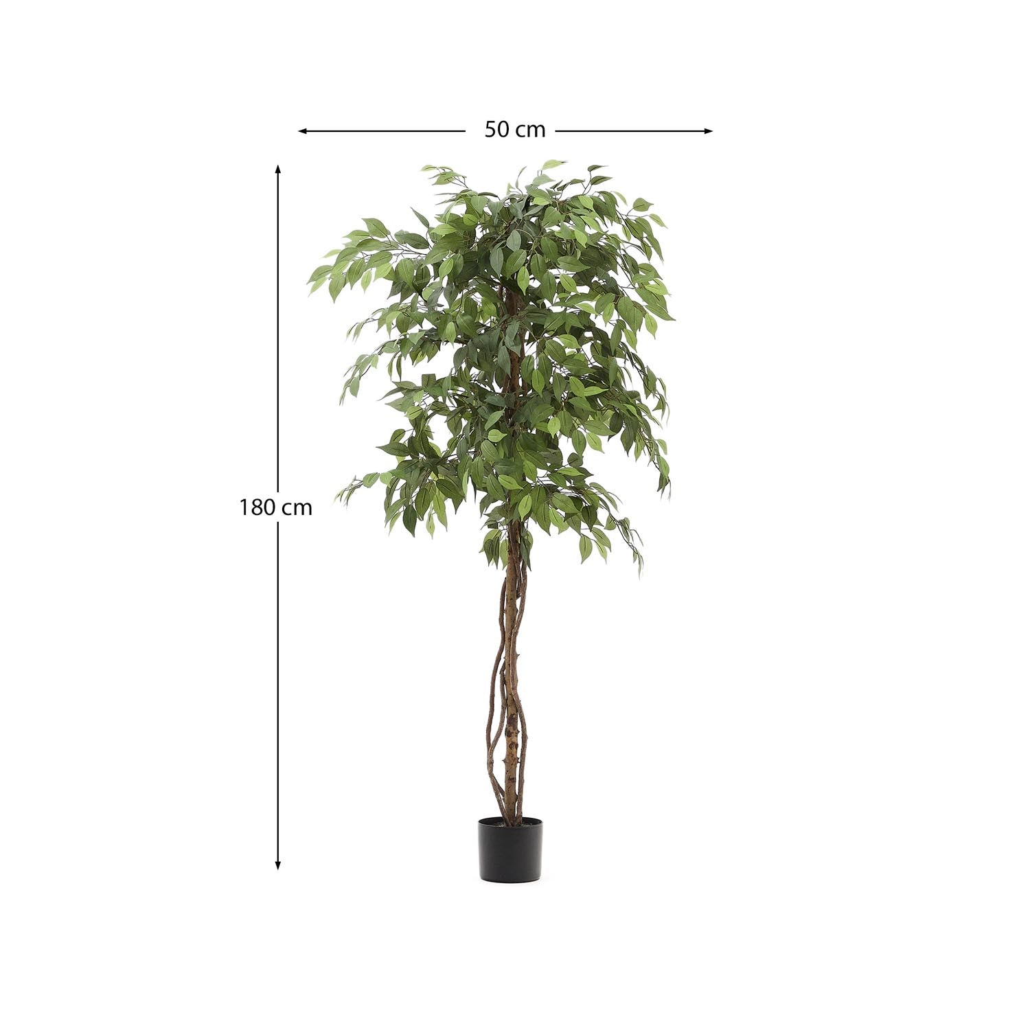 Kunstbaum Ficus 180 cm von Kave Home: Hochwertige, pflegeleichte Kunstpflanze im schwarzen Topf, perfekt für stilvolle Akzente in jedem Zuhause.