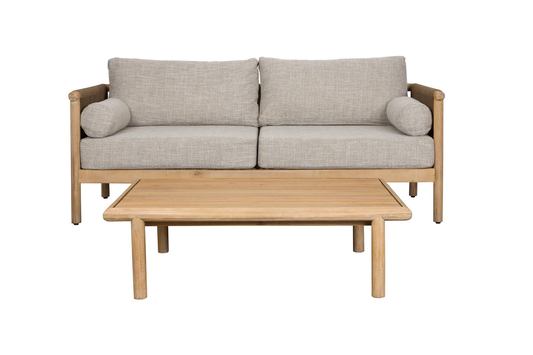 Modernes Loungeset bestehend aus dem Outdoor Sofa Oasis und einem Couchtisch, ideal für gemütliche Stunden im Garten oder auf der Terrasse.