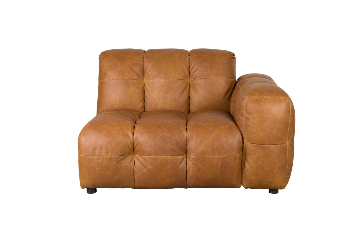 Sofa Element Hackman mit Arm rechts in Cognac präsentiert im Onlineshop von KAQTU Design AG. Modulares Sofa ist von Dutchbone