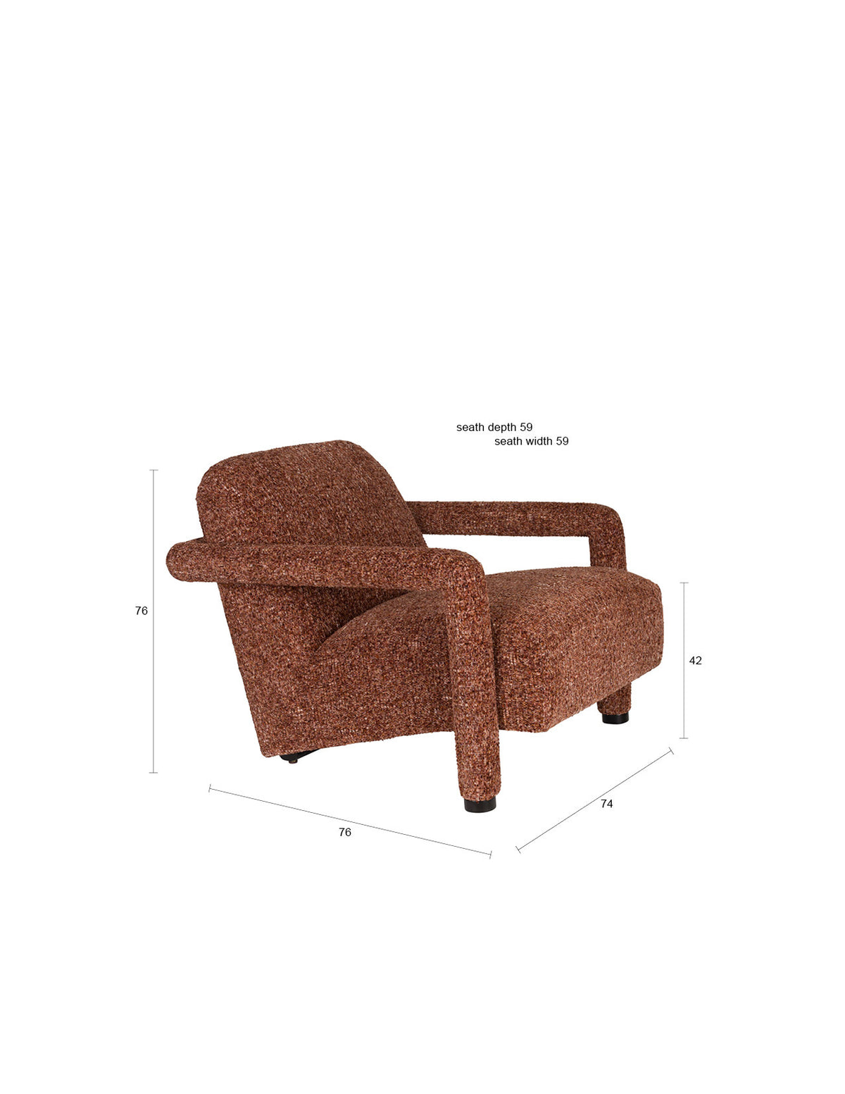 Sessel Kent Bordeaux Red in Rot präsentiert im Onlineshop von KAQTU Design AG. Sessel ist von Dutchbone