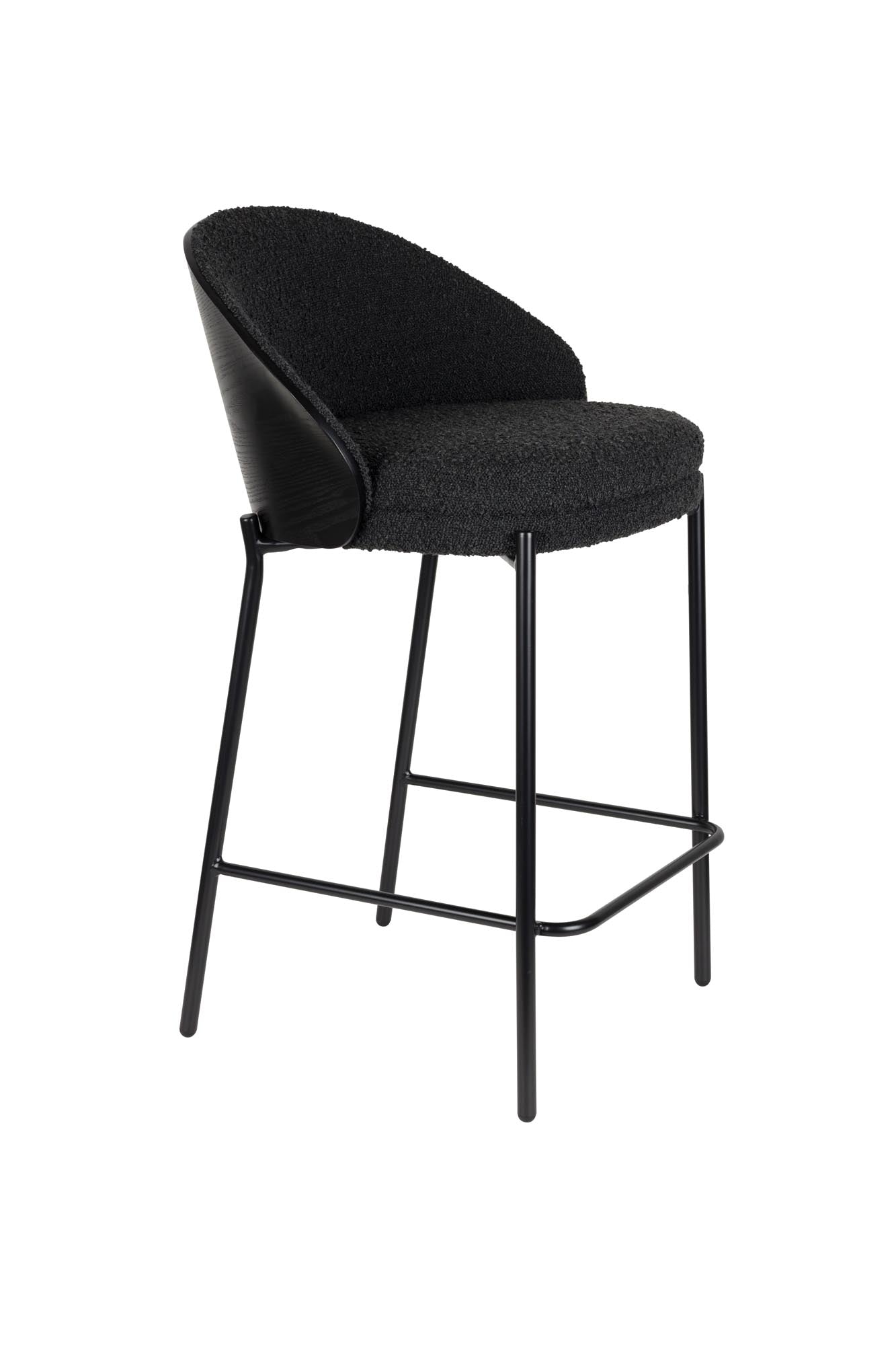 Barstuhl Rodin Bouclé Black in Schwarz präsentiert im Onlineshop von KAQTU Design AG. Barstuhl ist von Dutchbone