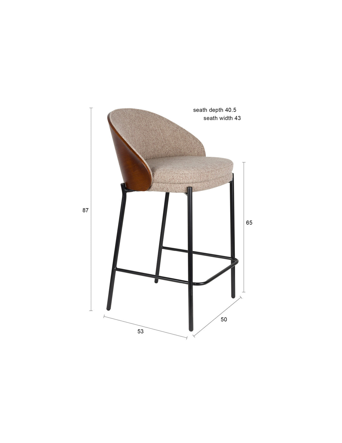 Barstuhl Rodin Beige in Schwarz präsentiert im Onlineshop von KAQTU Design AG. Barstuhl ist von Dutchbone