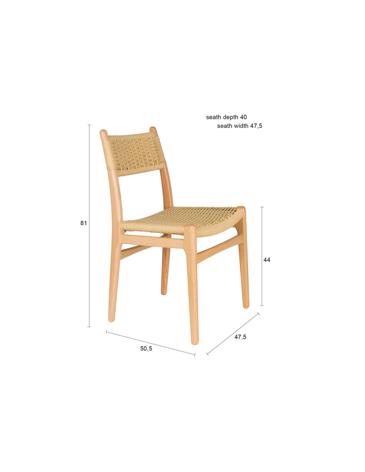 Stuhl Cecile Natural in Beige präsentiert im Onlineshop von KAQTU Design AG. Stuhl ist von Dutchbone