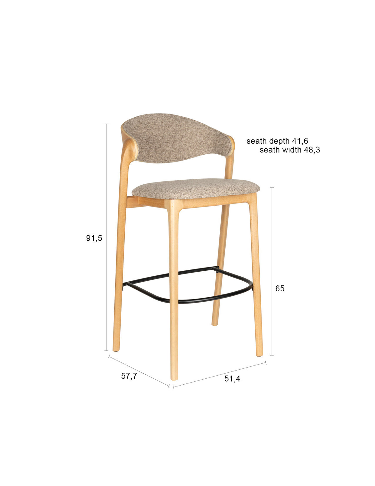 Barhocker Babington in Beige präsentiert im Onlineshop von KAQTU Design AG. Barhocker ist von Dutchbone