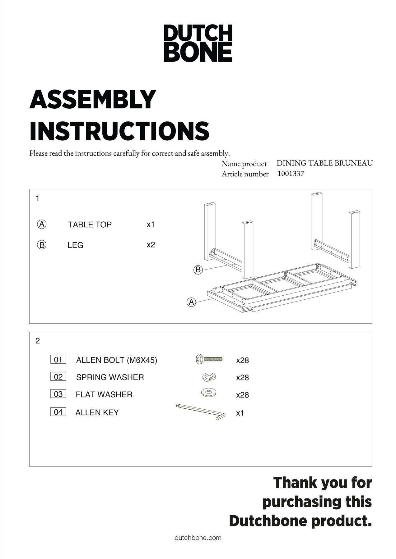 Dining Table Bruneau in präsentiert im Onlineshop von KAQTU Design AG. Esstisch ist von Dutchbone