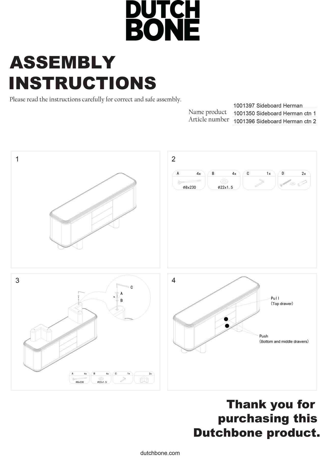 Sideboard Herman in präsentiert im Onlineshop von KAQTU Design AG. Sideboard ist von Dutchbone