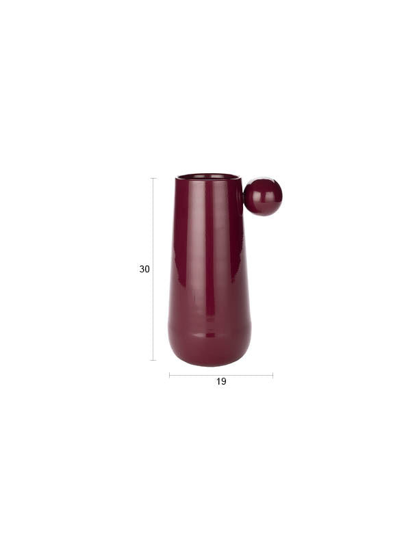 Metallvase Dot von Dutchbone mit glänzender Oberfläche, runder Form und kleiner Kugel oben