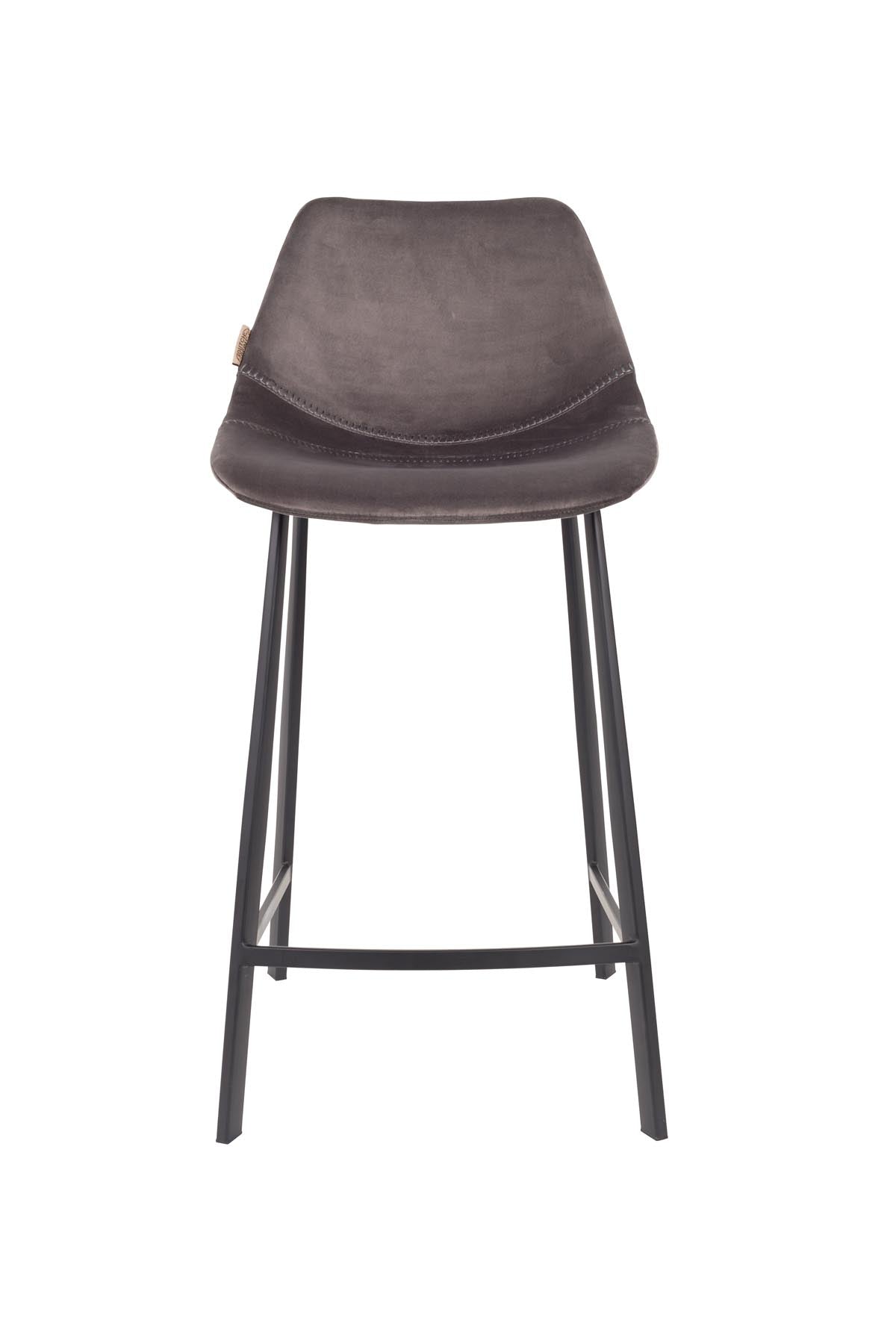 Barstuhl Franky Velvet in Grau präsentiert im Onlineshop von KAQTU Design AG. Barstuhl ist von Dutchbone