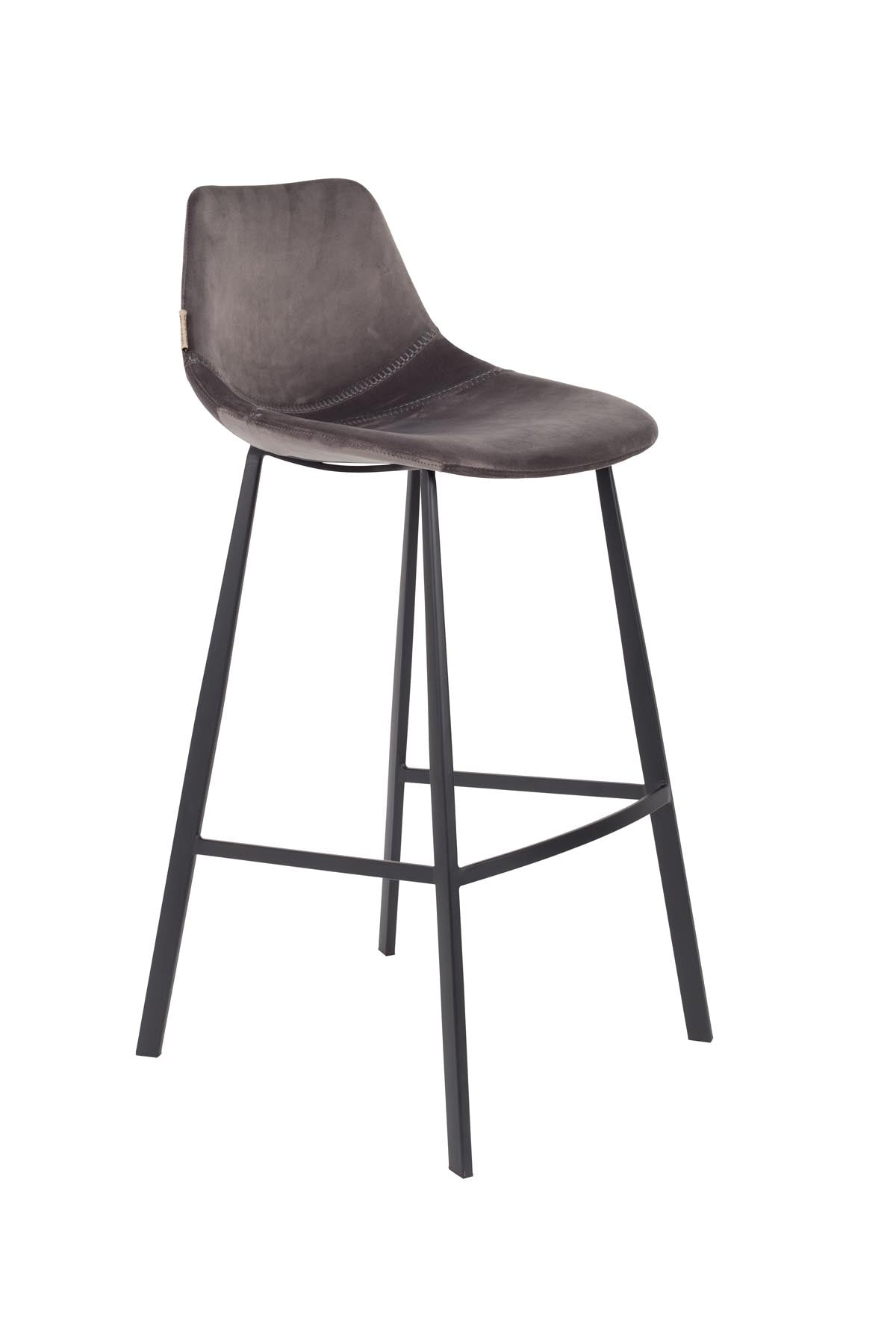 Barstuhl Franky Velvet in Grau präsentiert im Onlineshop von KAQTU Design AG. Barstuhl ist von Dutchbone