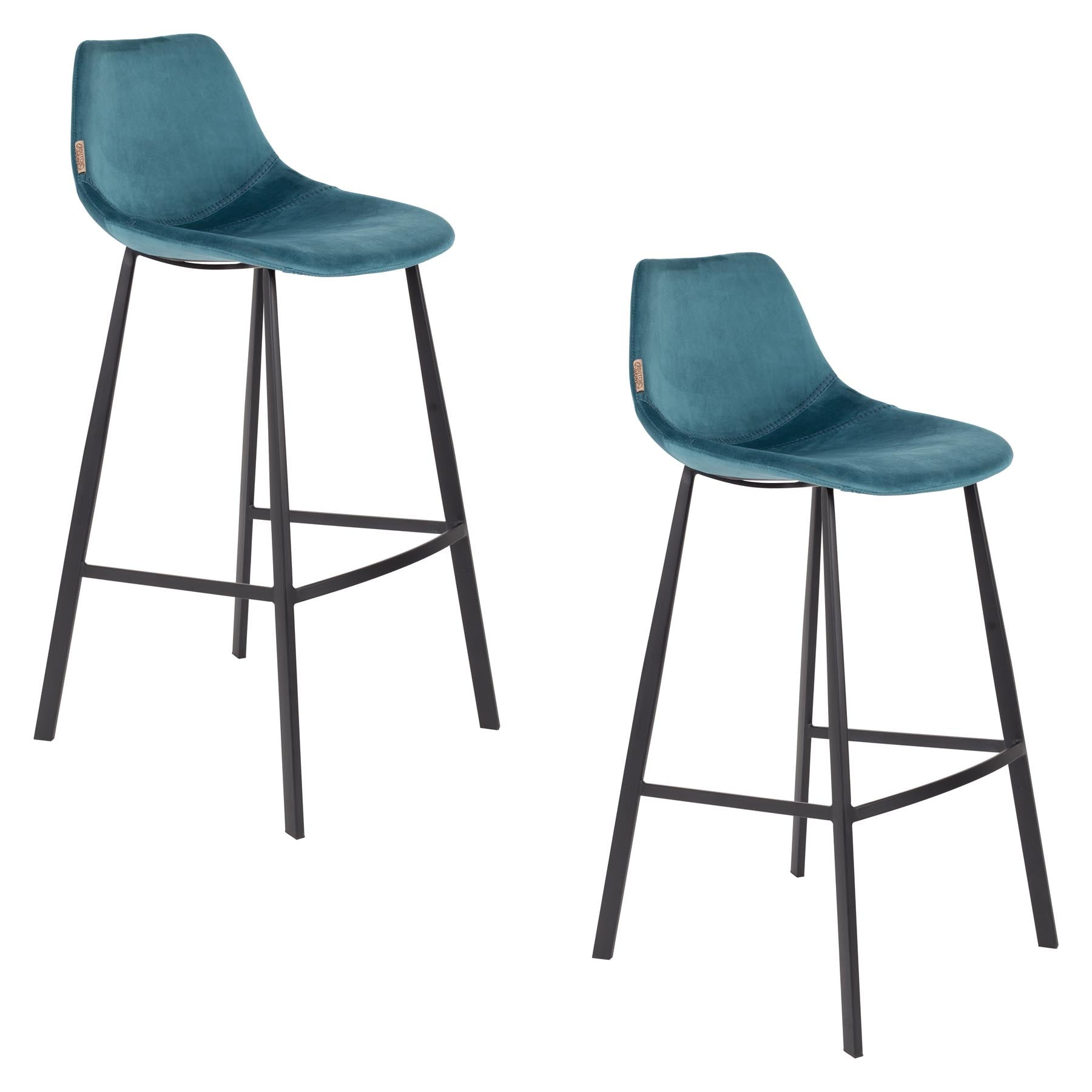 Barstuhl Franky Velvet in Petrol präsentiert im Onlineshop von KAQTU Design AG. Barstuhl ist von Dutchbone