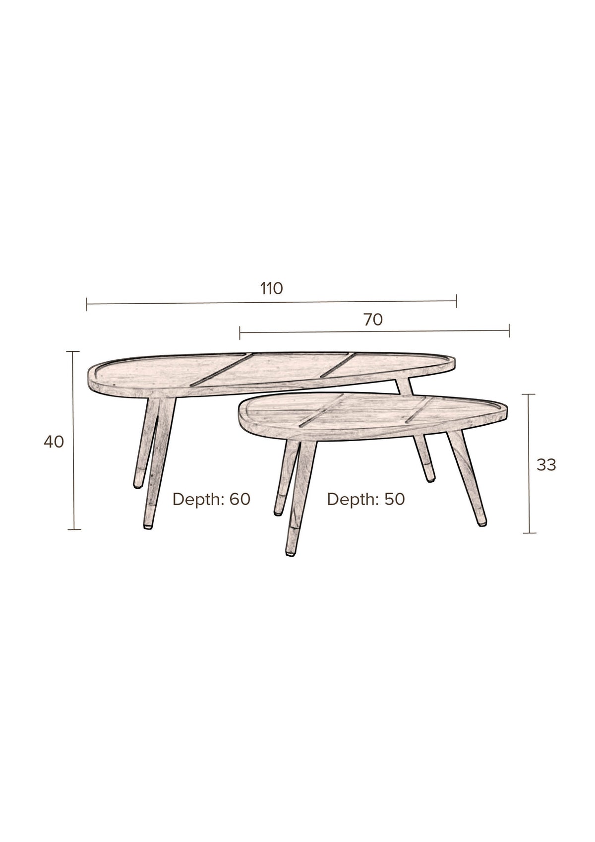 Beistelltisch Sham im 2er Set in Braun präsentiert im Onlineshop von KAQTU Design AG. Couchtisch ist von Dutchbone