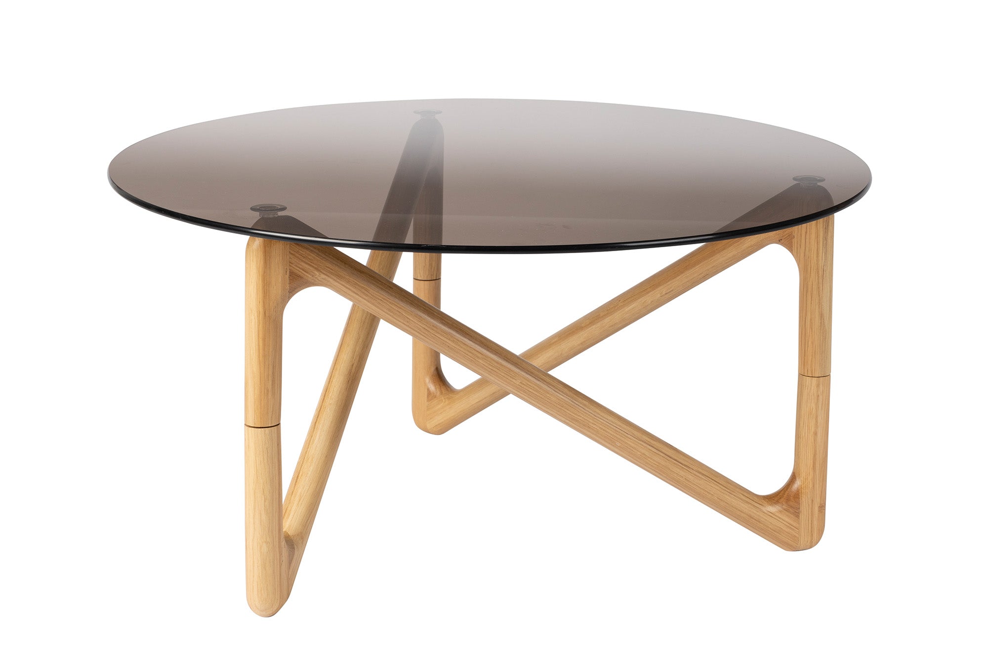 Entdecken Sie den eleganten Kaffeetisch NAIA von Dutchbone mit Glasplatte und Eichenholzbeinen. Ideal für modernes Wohnen!