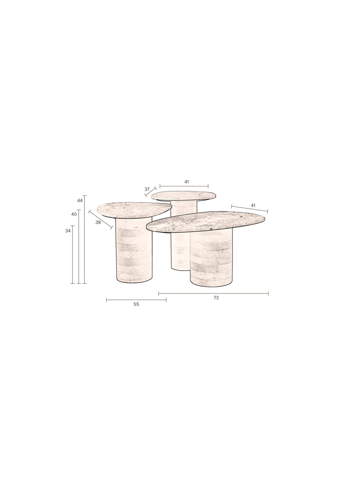 Beistelltisch Suki (3er-Set) in Braun präsentiert im Onlineshop von KAQTU Design AG. Couchtisch ist von Dutchbone